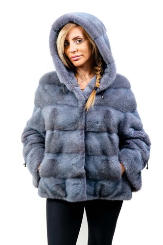 Dunkelgraue nerzjacke mit - nerzjacke,