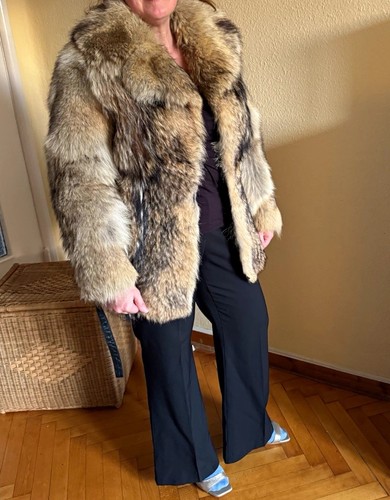 Vintage pelzjacke waschbär - pelzjacke,