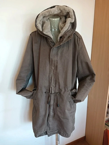 Parka lang taupefarben mit