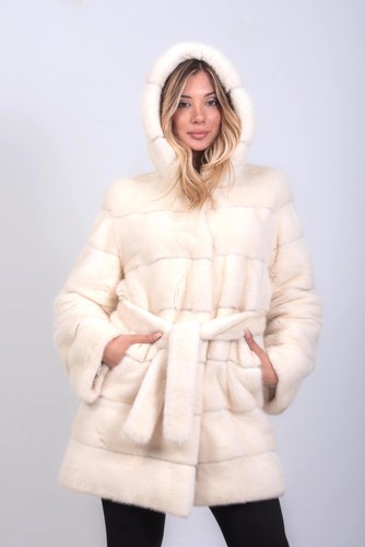 Creme nerzjacke mantel - creme,